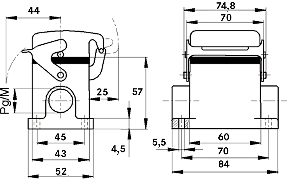 H-B 6 SDRL M20 ZW. BOX MOUNT BASE